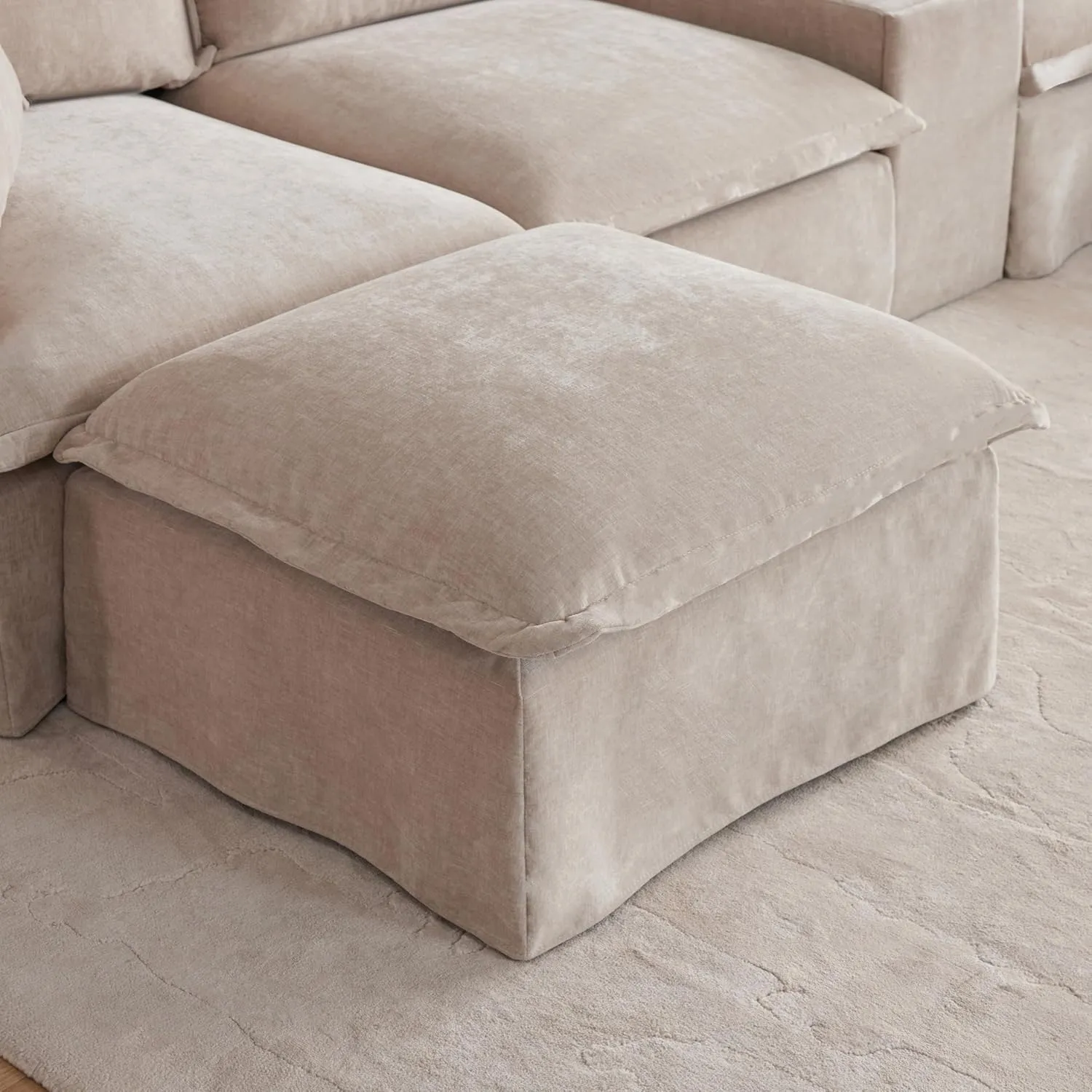 Ball & Cast Oversized Modular Sectional Sofa with Built-in Charging Station,Chenille Upholstered Sofa W/Wide Seat,Movable Storage Ottoman&Cup Holder,Large Cloud Couches,for Living Room,Apartment,131"
