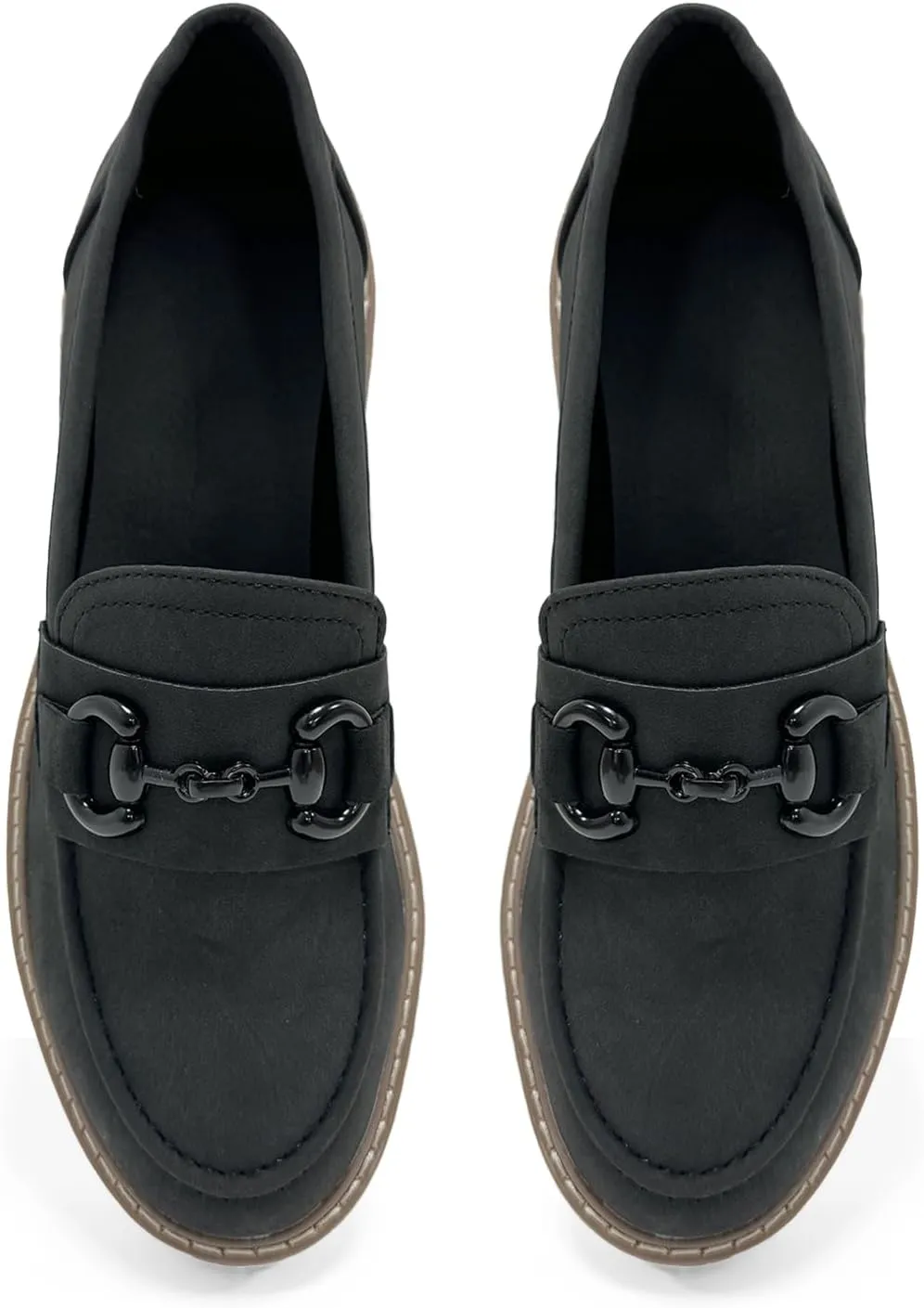 Bandkos Womens Penny Platform Loafers-Fashion Suede Platform Chunky Slip On Dress Shoes Business Lug Sole Loafers US Size 5-12