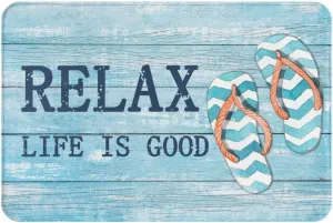 Beach Flip Flops Summer Coastal Blue Indoor Doormat Durable Welcome Front Door Mats Entryway Rugs Non-Slip Absorbent Area Rugs Resist Dirt Carpet for Room Decor 20*31in/50*80cm