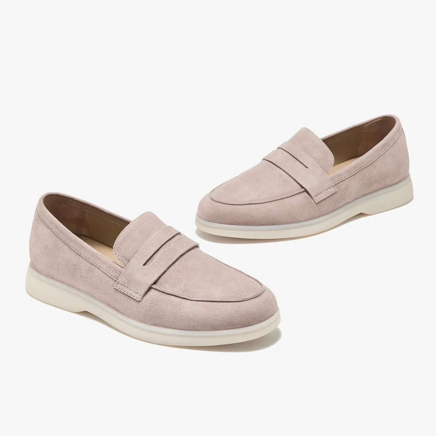 BEAU TODAY Suede Penny Loafers for Women Flats Shoes, Comfortable Slip On Loafers, Driving Loafers Shoes Dress Business Casual Non-Slip Office Work Ladies Shoes