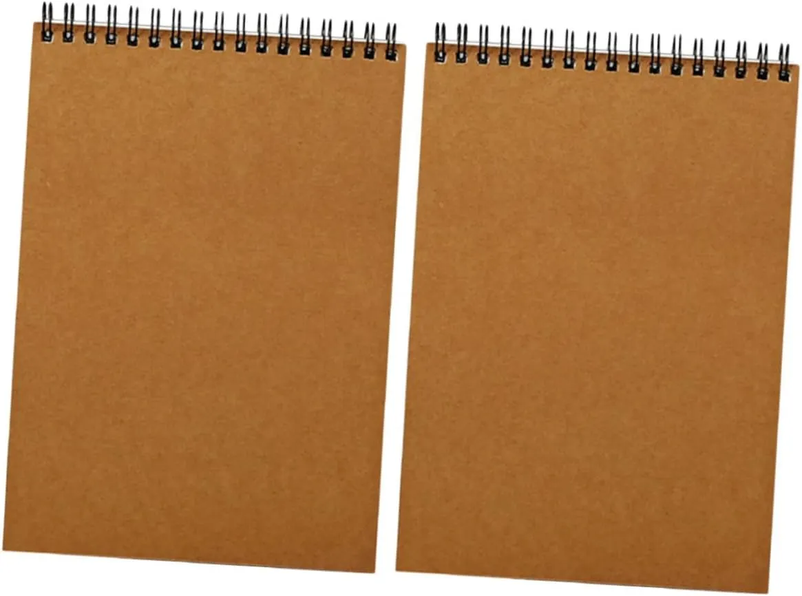 BEBEMOKO 2Pcs Simple Spiral Notepads Flip Up Coil Sketchbooks for Students Travel Notebooks Loose Leaf Writing Notepad for School and Office Use Durable and Versatile Design