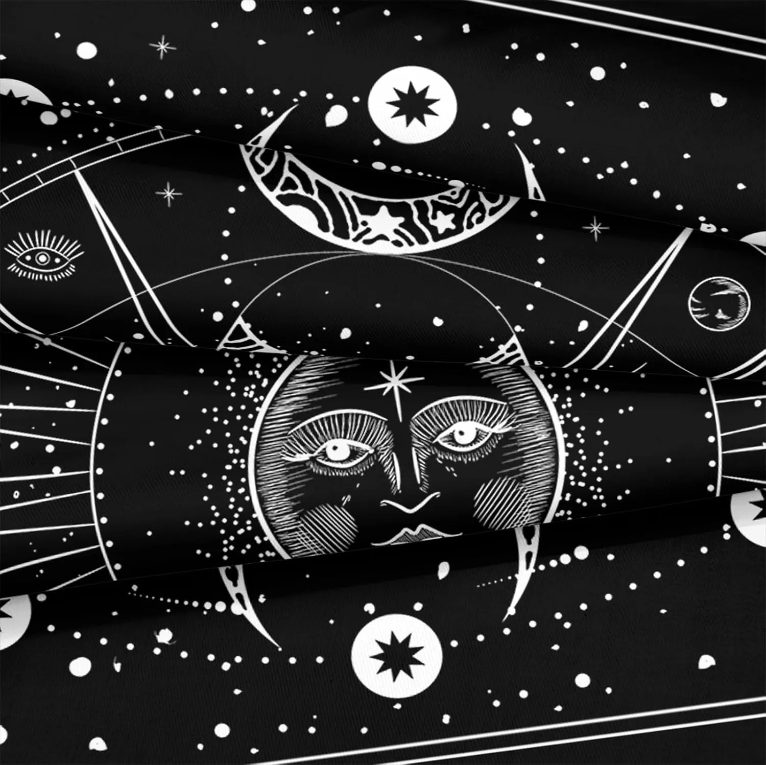 Bedbay Sun and Moon Comforter Set Queen Size Boho Hippie Bedding,Trippy Cosmos Celestial Decor Soft Cozy Galaxy Bed Set 8 Pcs Queen Bed in a Bag Black and White Galaxy Comforter Set(White,Queen)