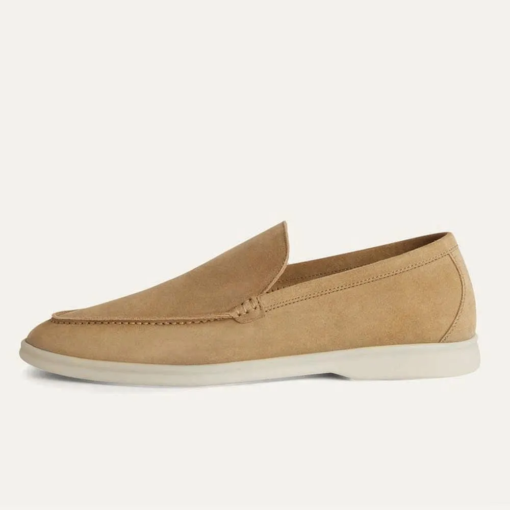 Beige Suede Loafers