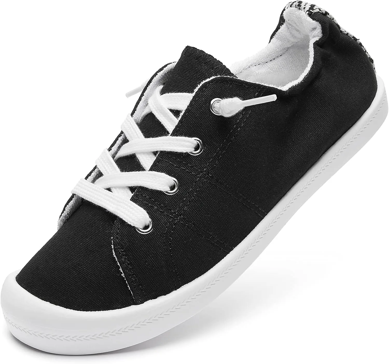 BENPAO Womens Canvas Slip On Shoes White Black Fashion Sneakers Loafers Shoes for Women