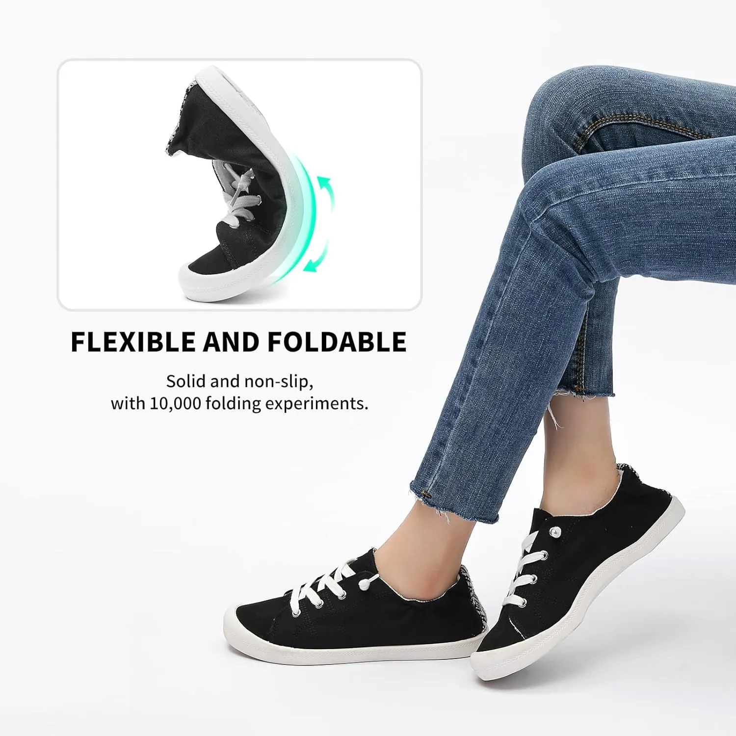 BENPAO Womens Canvas Slip On Shoes White Black Fashion Sneakers Loafers Shoes for Women