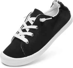 BENPAO Womens Canvas Slip On Shoes White Black Fashion Sneakers Loafers Shoes for Women
