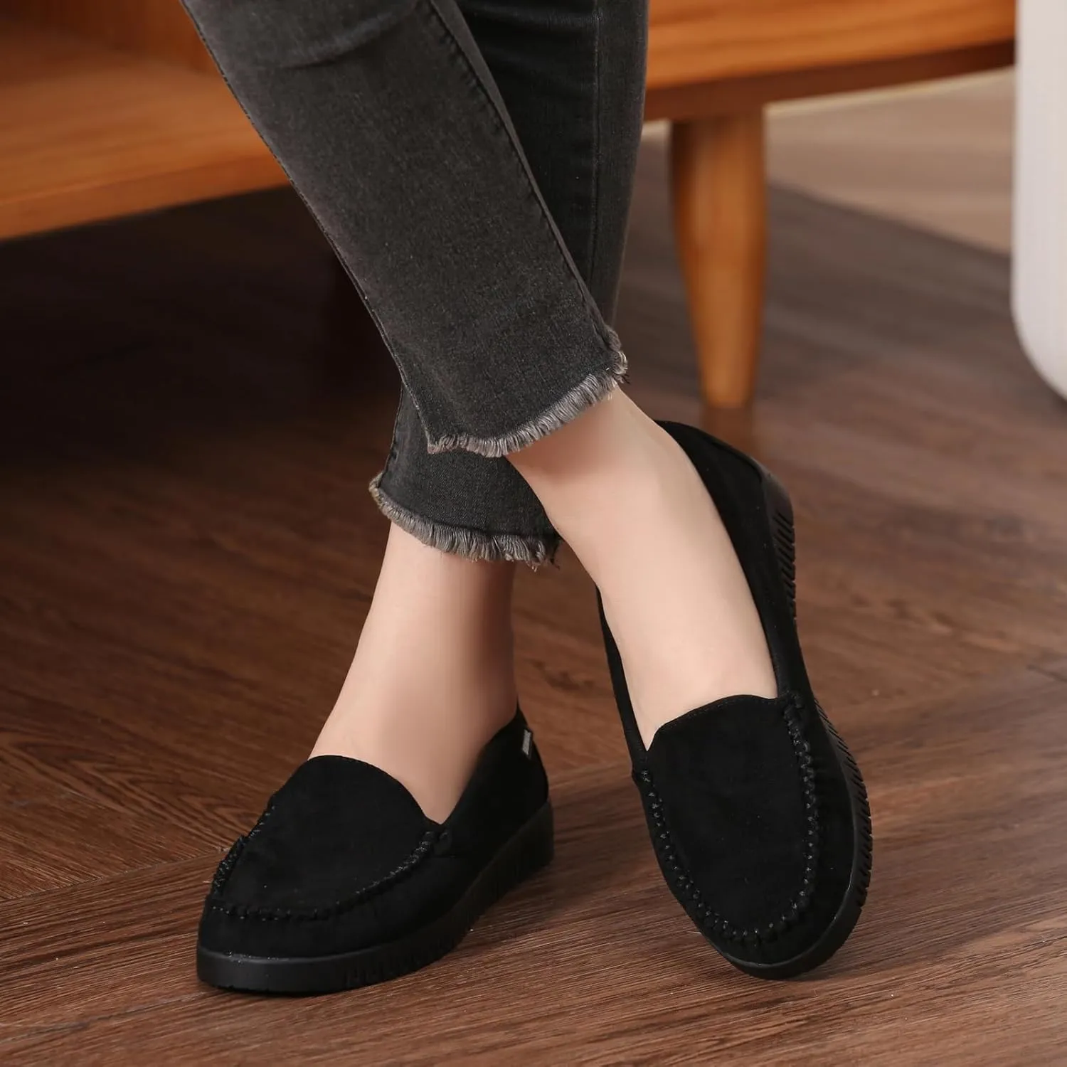Bernal Loafers for Women Slip On Penny Loafers Hollow Out Breathable Slip On Flat Shoes Work Walking Shoes with Buckle