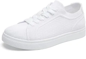 Betrue Breathable Slip On Shoes for Women, Womens Casual Boat Loafers Walking Shoes, Lightweight Canvas Lace Up Loafers Shoes for Women