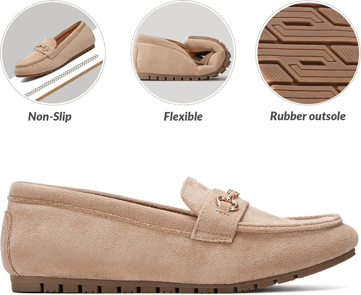 BGSTGUDS Women's Wide Loafers Shoes Cute Dressy Shoes Ladies Comfort Flats Slip Ons Work Shoes