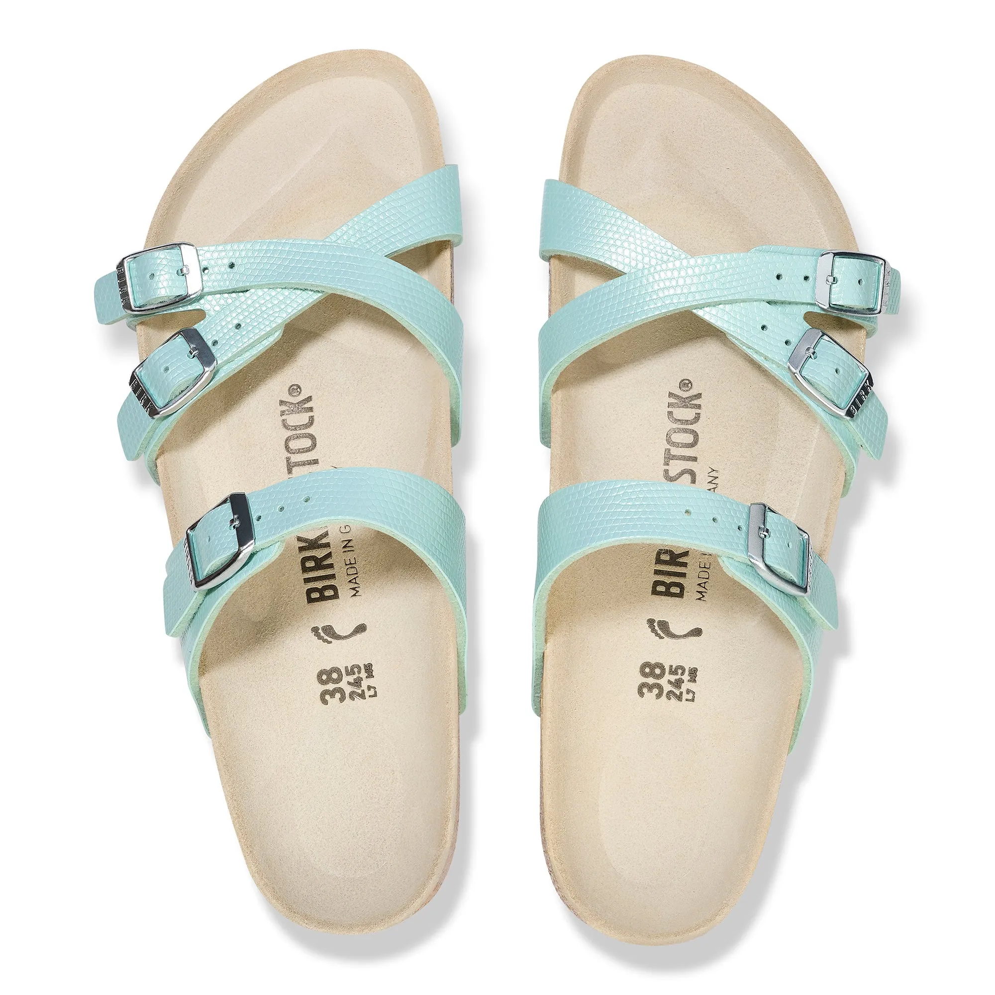 Birkenstock Franca lizard embossed surf green Birko-Flor
