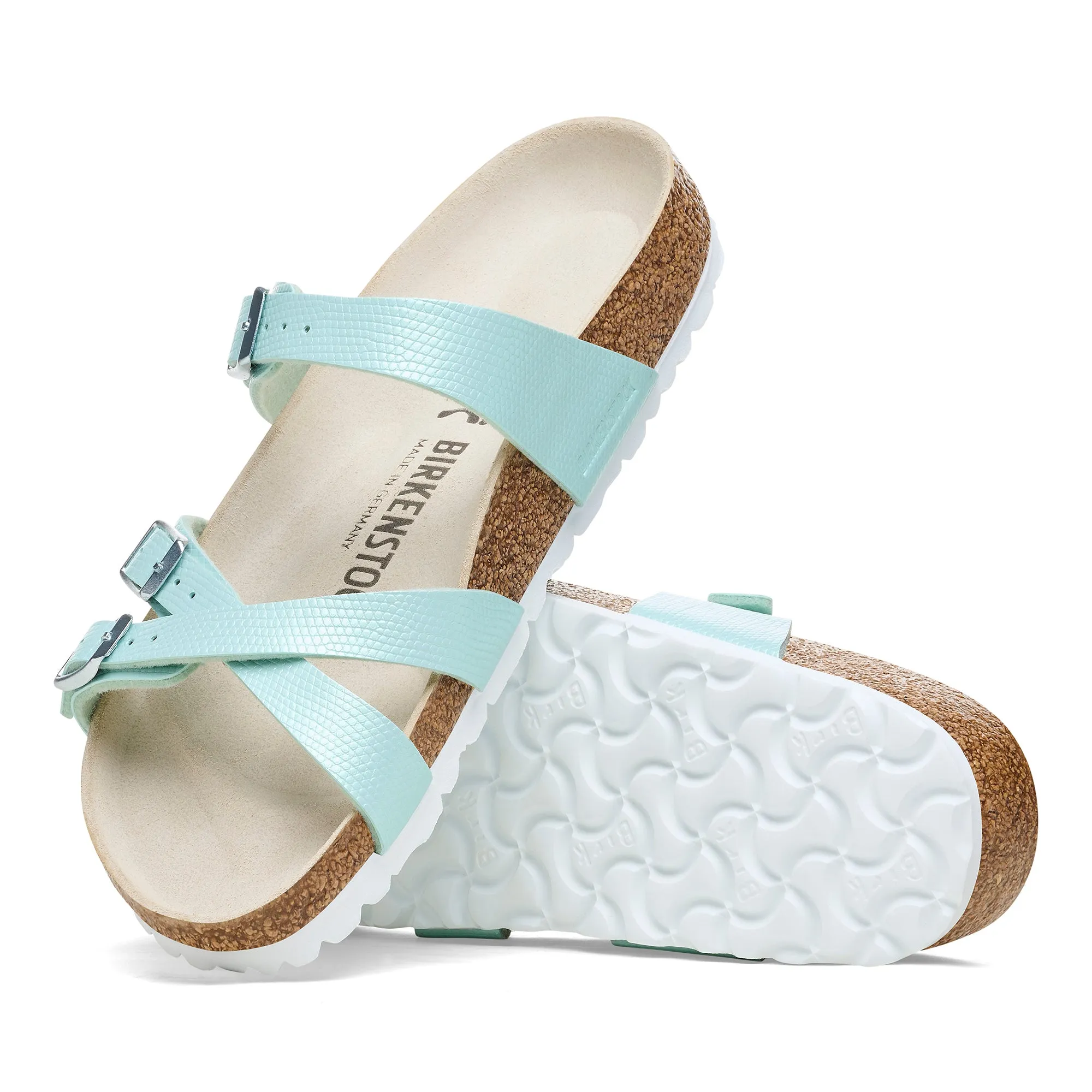 Birkenstock Franca lizard embossed surf green Birko-Flor