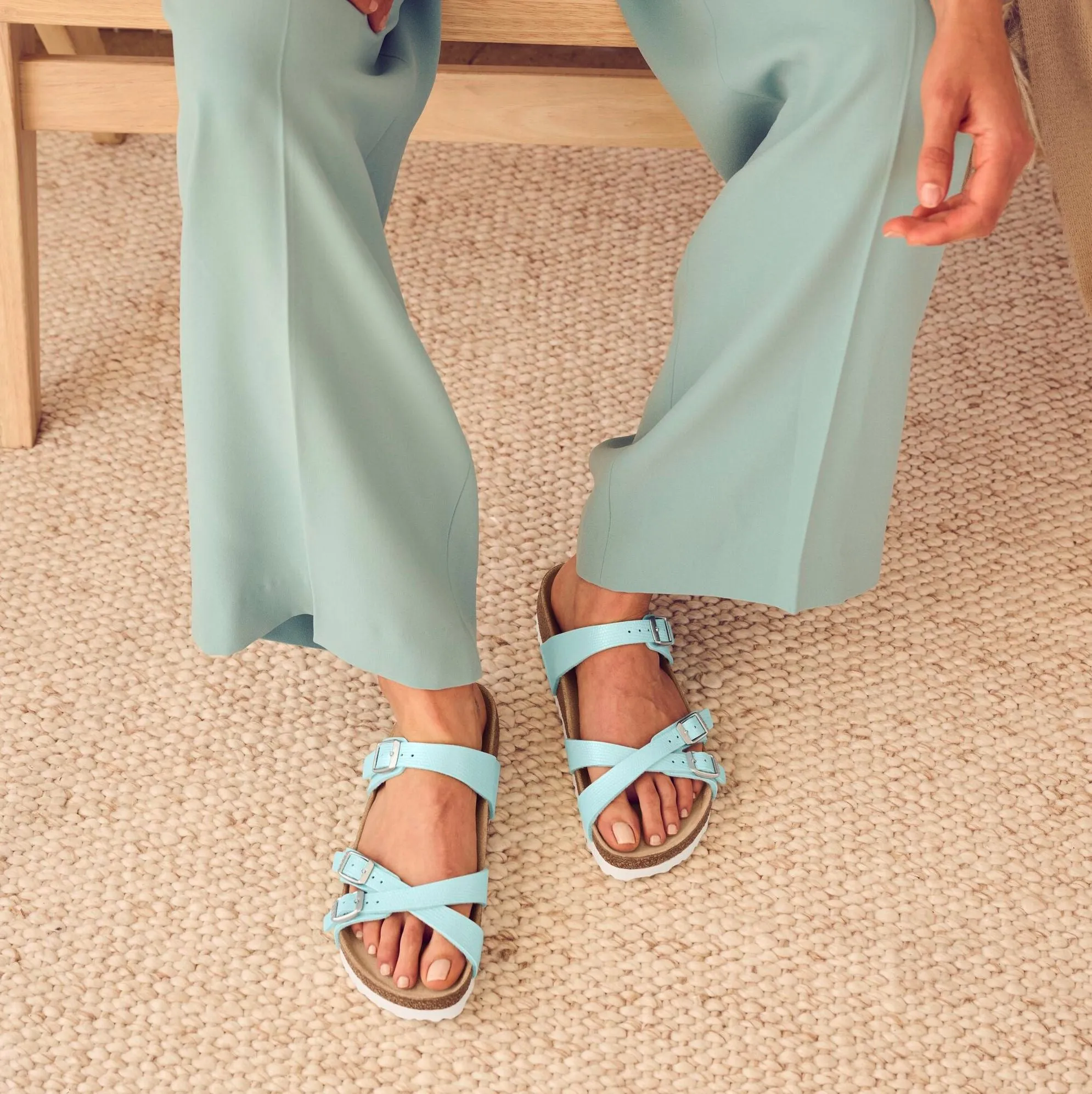 Birkenstock Franca lizard embossed surf green Birko-Flor