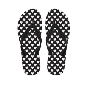 Black and White Heart Pattern Hawaiian Flip Flops: The Perfect Addition to Your Island Outfit