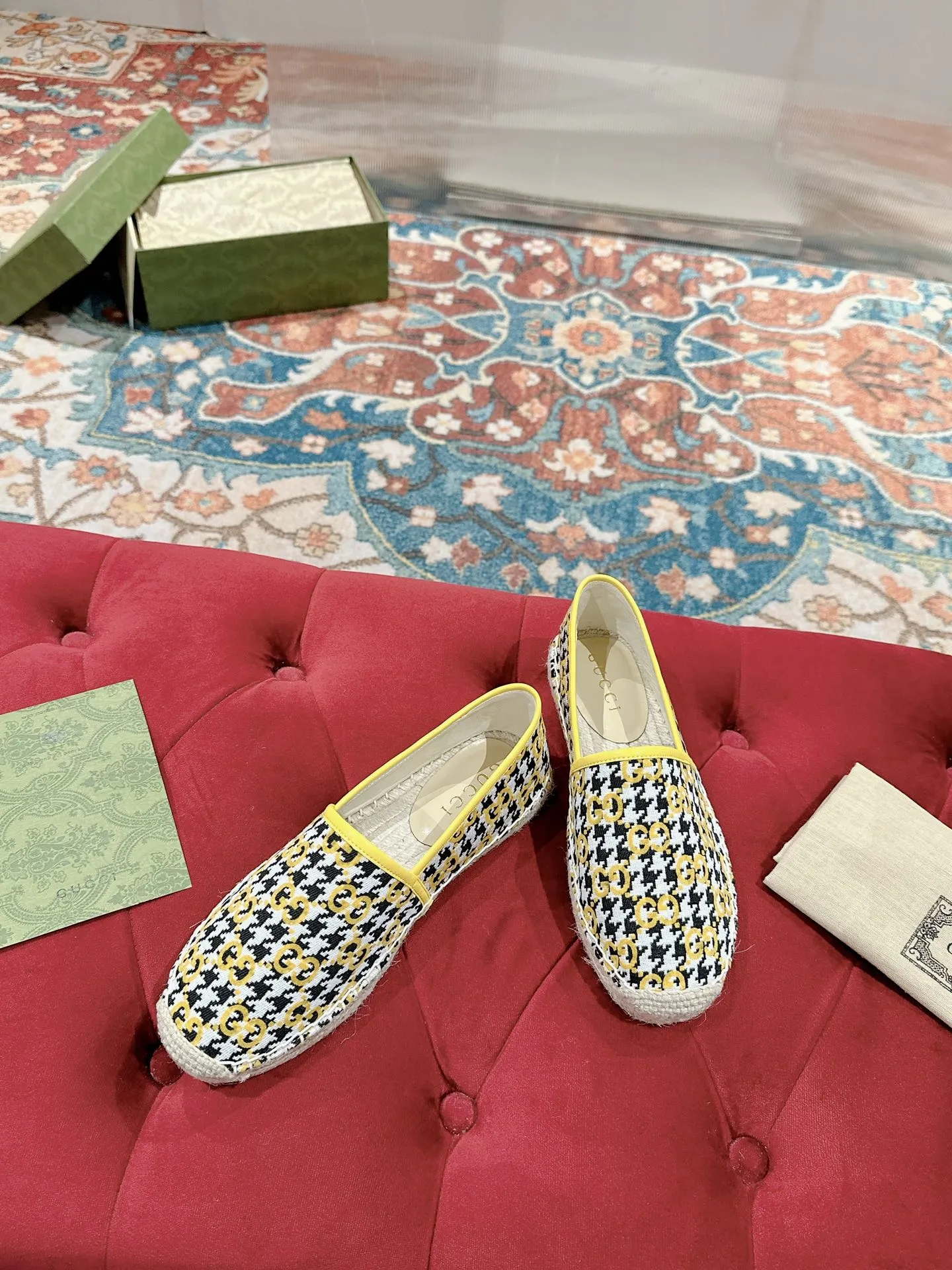 BLACK LOAFER ESPADRILLE Risk-free returns All-in-one solution CANVAS Gucci LEMON AND GG
