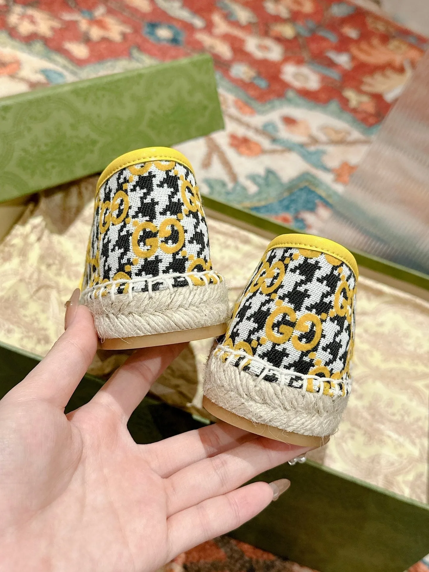 BLACK LOAFER ESPADRILLE Risk-free returns All-in-one solution CANVAS Gucci LEMON AND GG