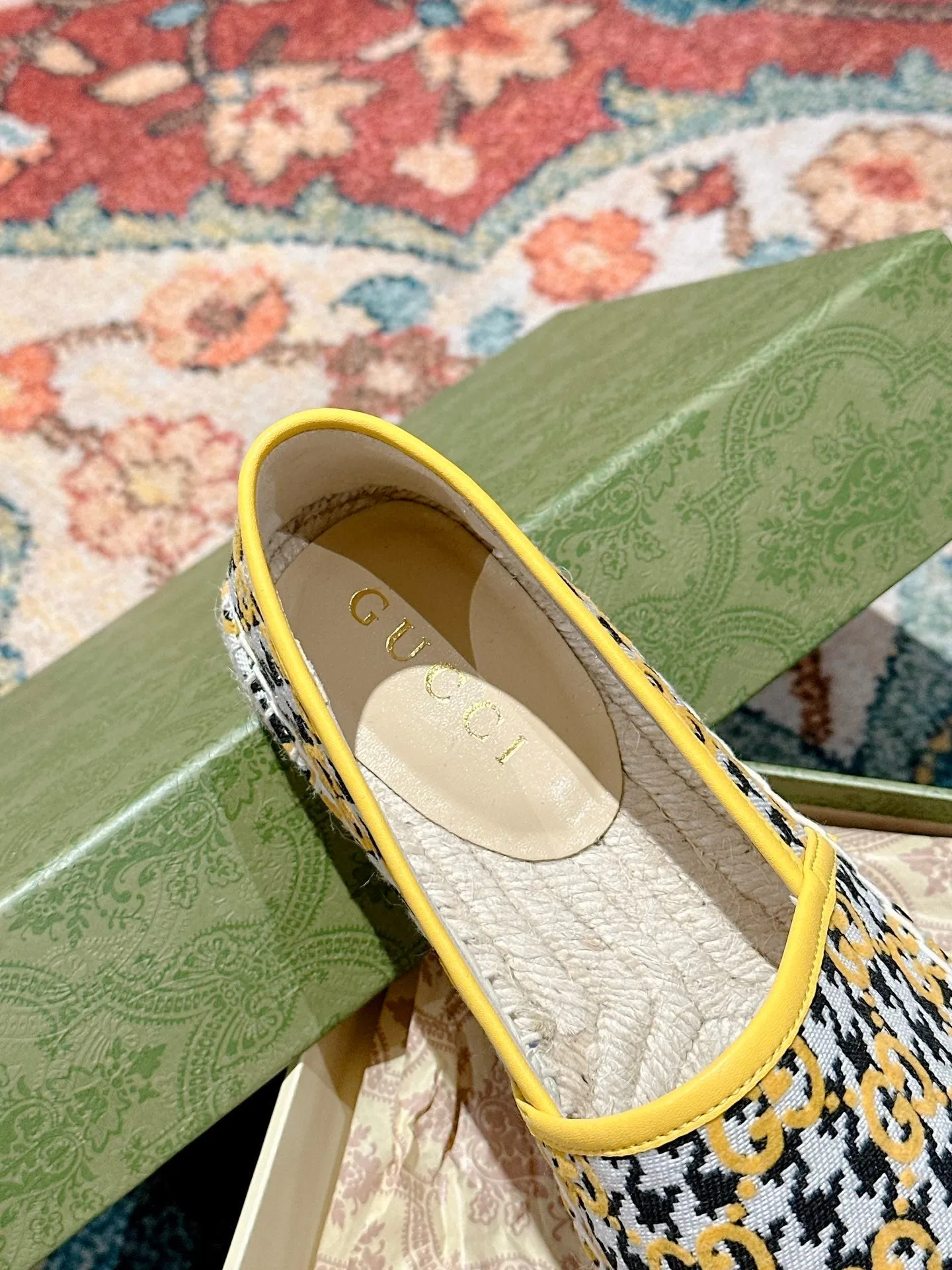BLACK LOAFER ESPADRILLE Risk-free returns All-in-one solution CANVAS Gucci LEMON AND GG