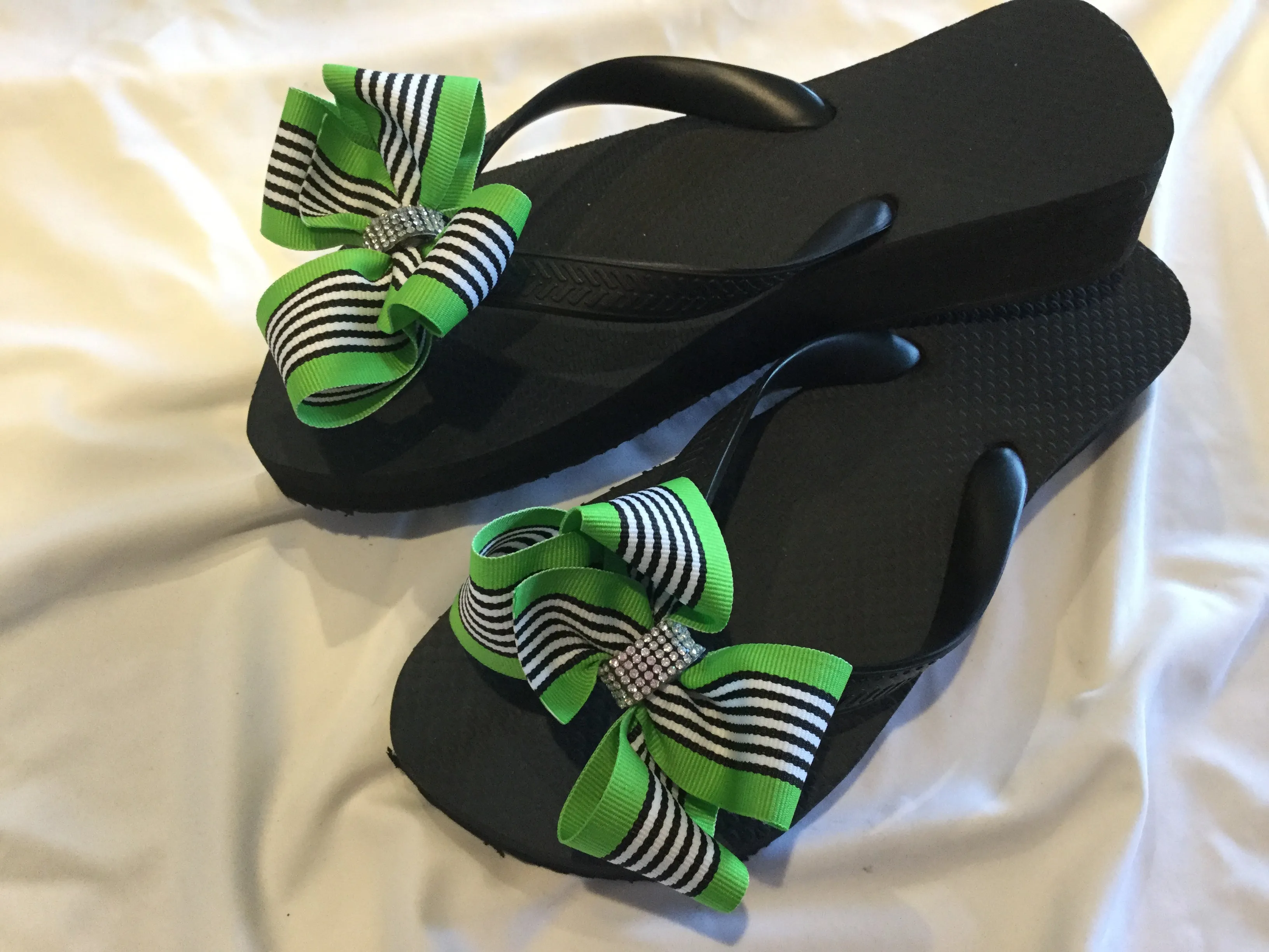 Black, Silver, Navy Blue Flip Flops