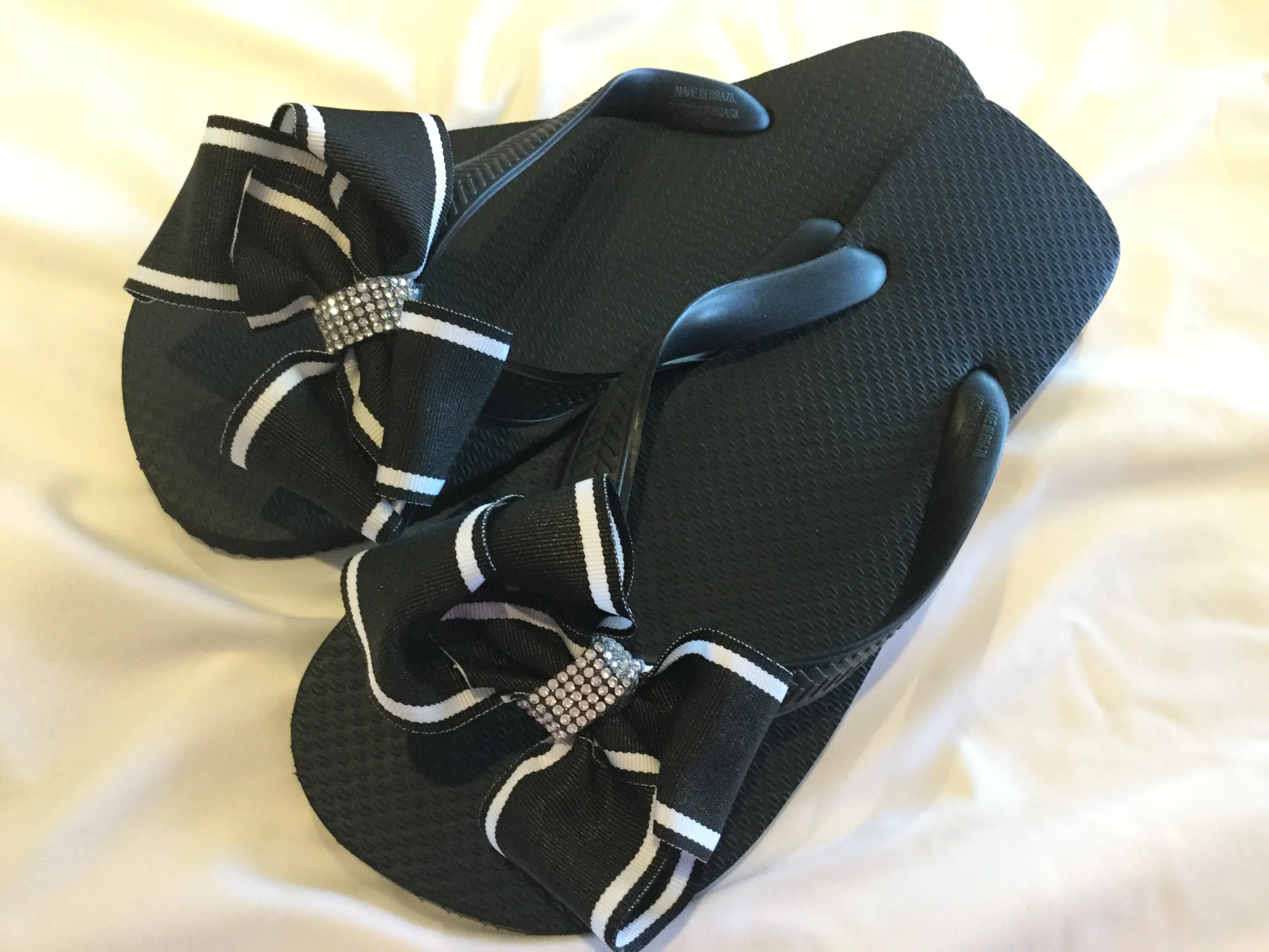 Black, Silver, Navy Blue Flip Flops