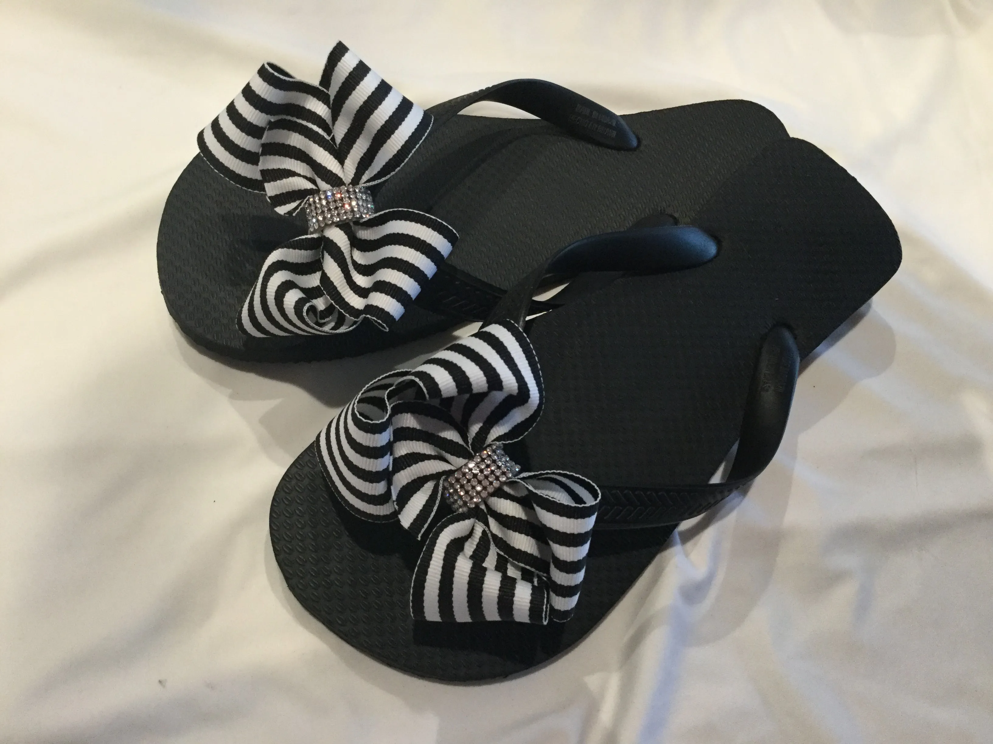 Black, Silver, Navy Blue Flip Flops