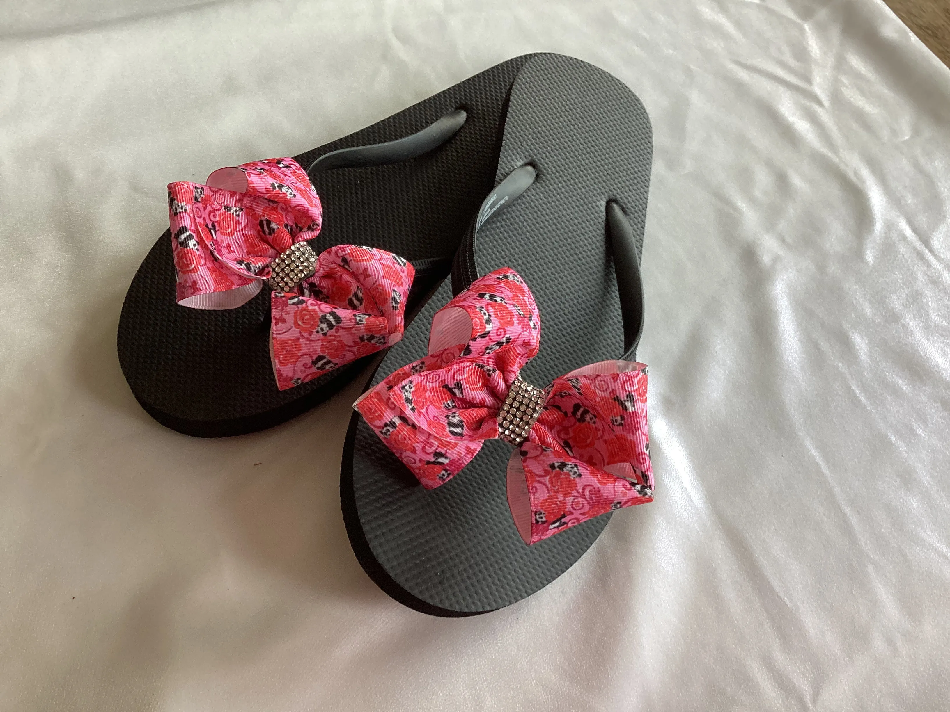 Black, Silver, Navy Blue Flip Flops