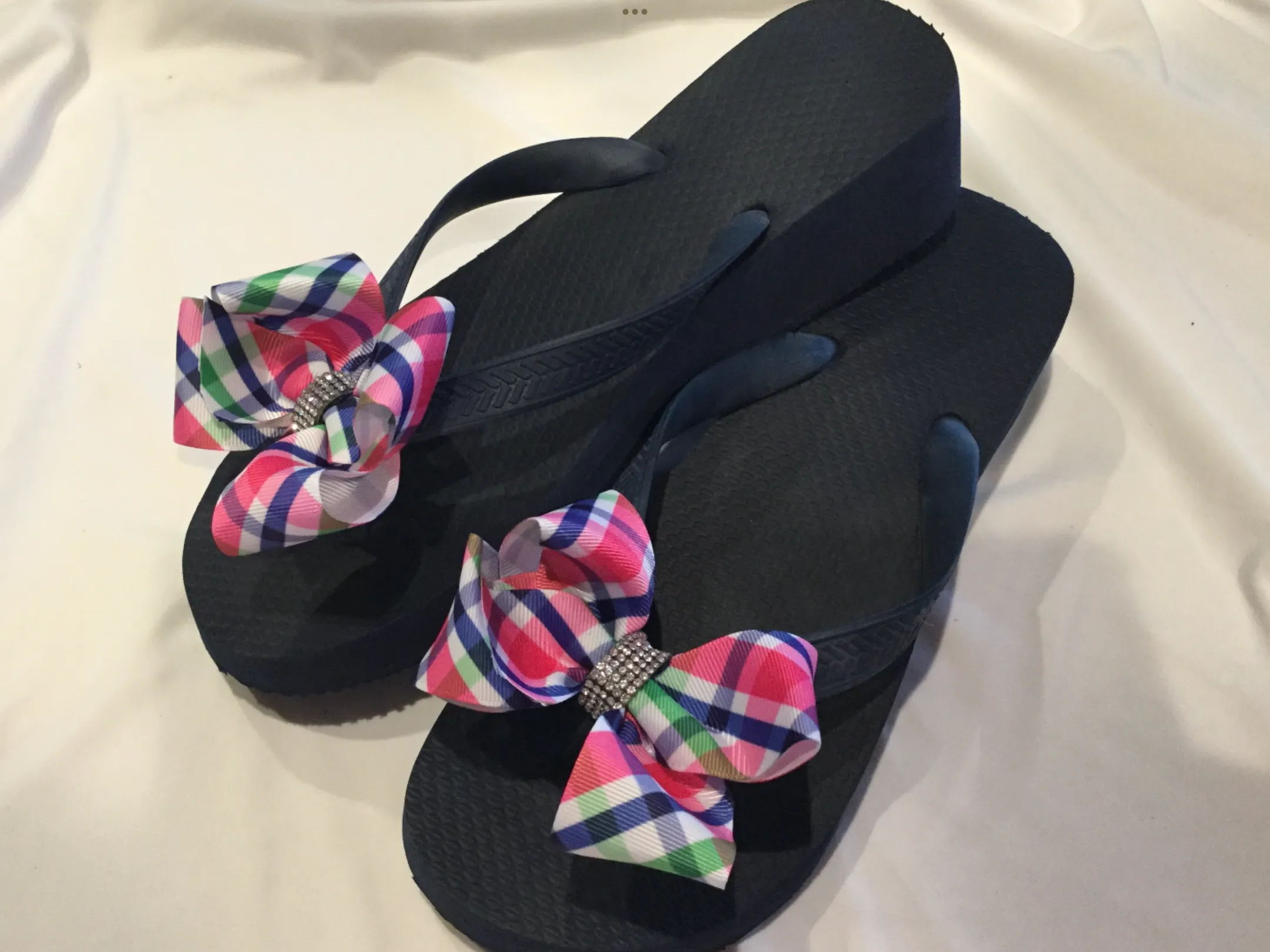 Black, Silver, Navy Blue Flip Flops