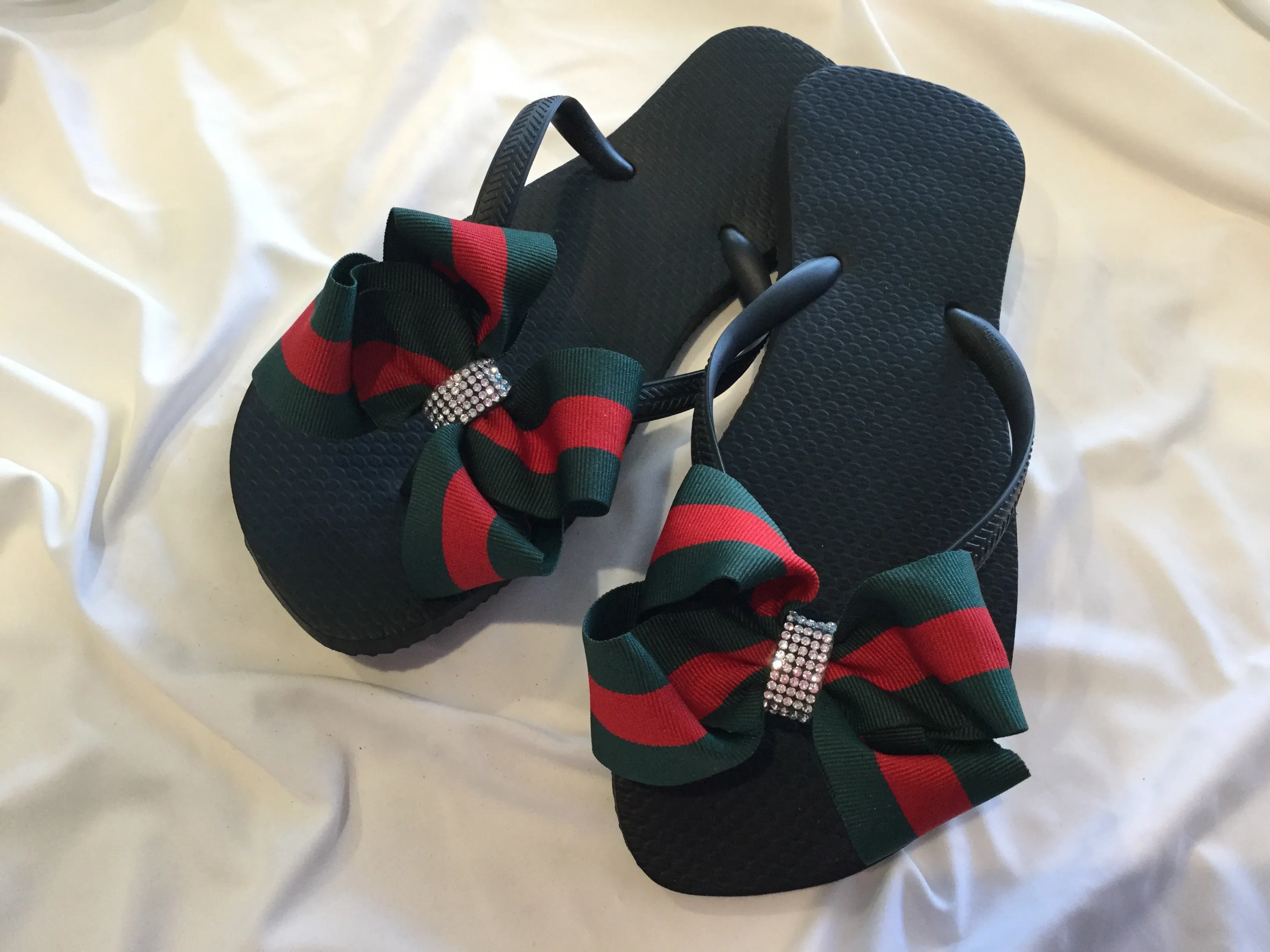 Black, Silver, Navy Blue Flip Flops