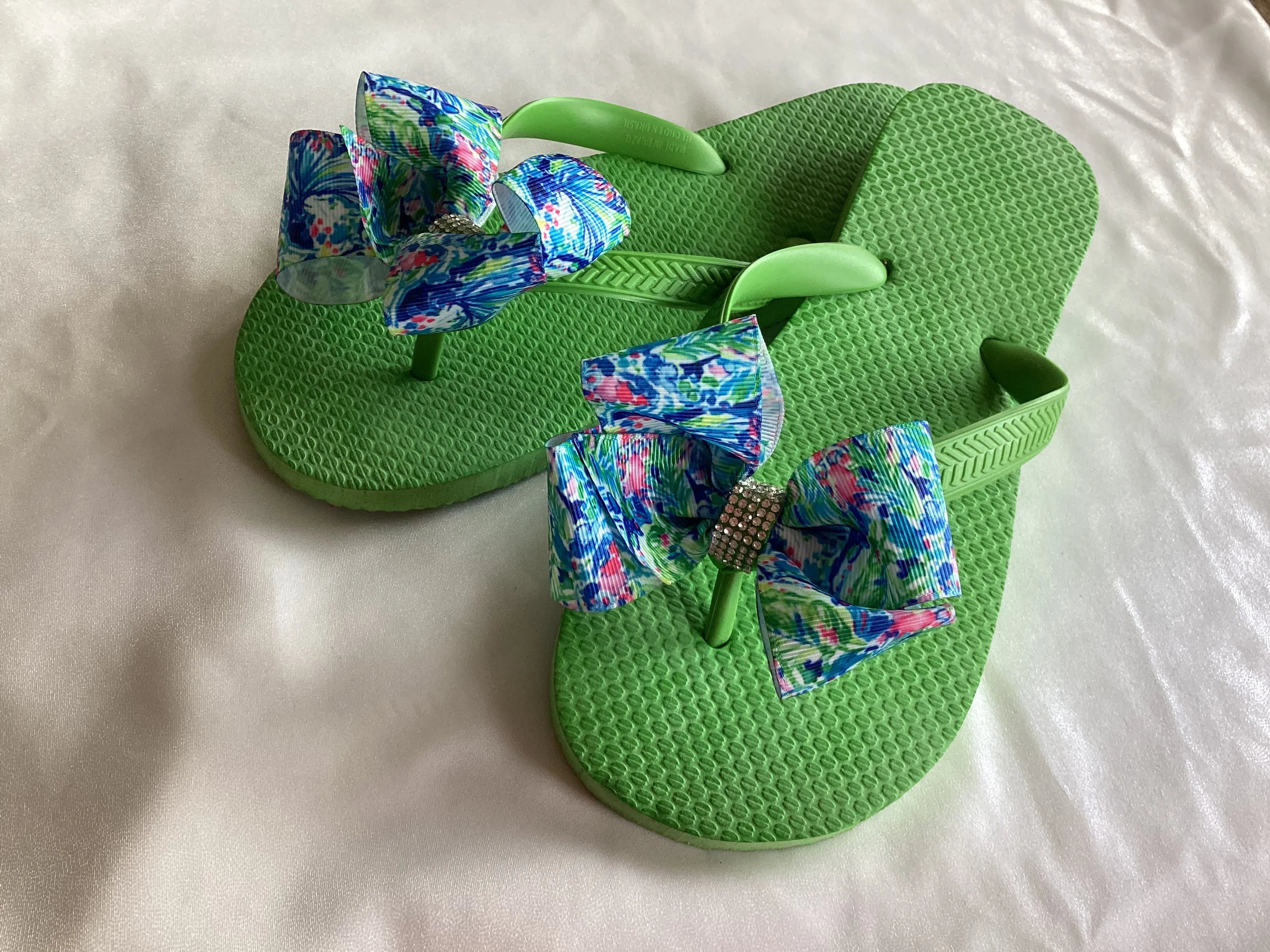 Black, Silver, Navy Blue Flip Flops