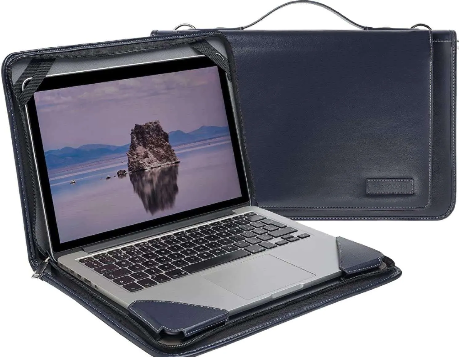 Blue Leather Laptop Messenger Case - Compatible with HP Stream 11 Pro G5