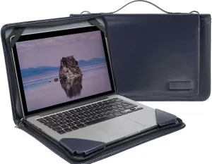 Blue Leather Laptop Messenger Case - Compatible with HP Stream 11 Pro G5