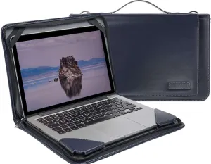 Blue Leather Laptop Messenger Case - Compatible with MSI Prestige 14 Evo 14" Laptop