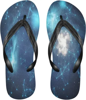 Blue Stars Galaxy Nebula Womens Flip Flops Summer Beach Sandals Casual Thong Slippers Comfortable Shower Slippers Non Slip Water Sandals shoes XS
