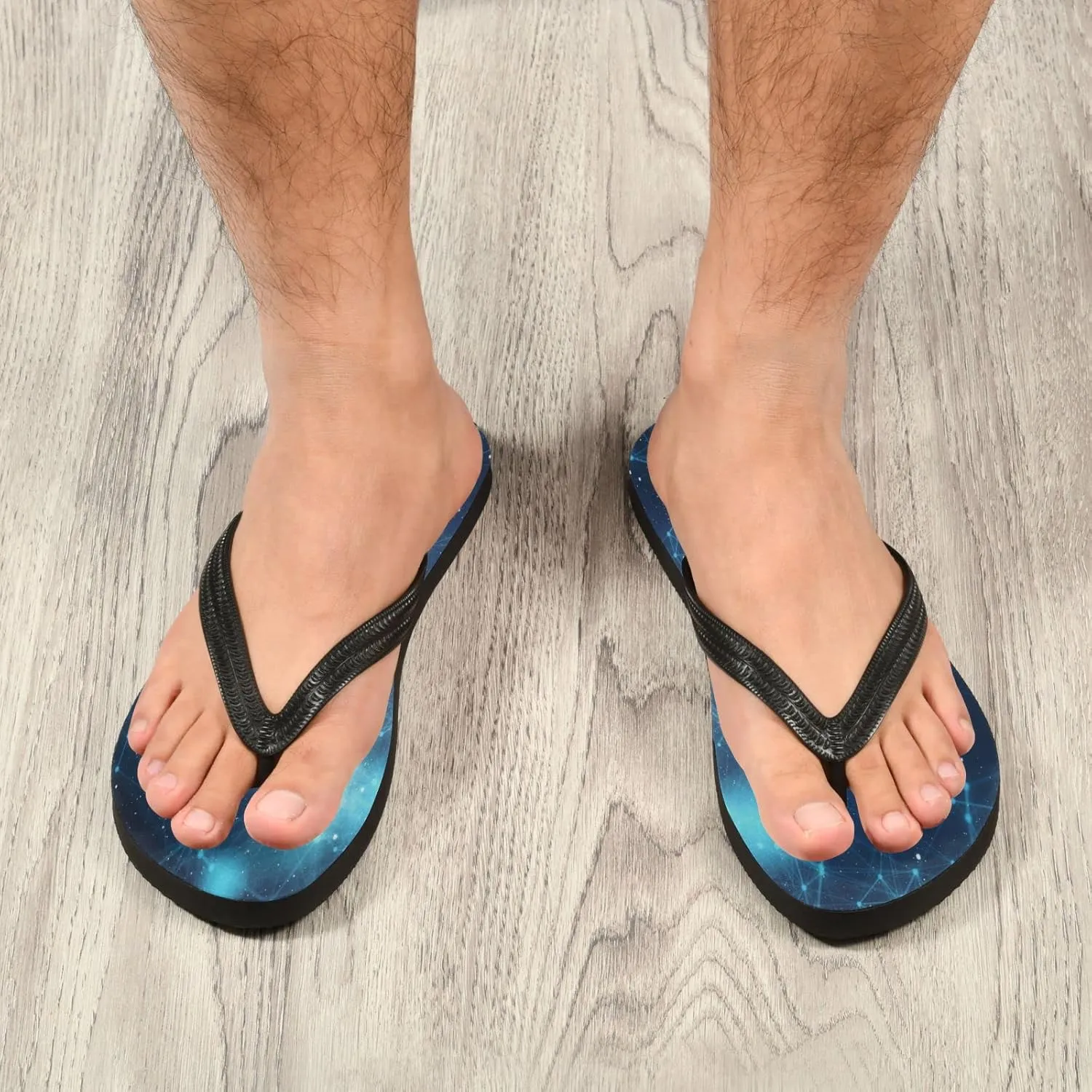 Blue Stars Galaxy Nebula Womens Flip Flops Summer Beach Sandals Casual Thong Slippers Comfortable Shower Slippers Non Slip Water Sandals shoes XS