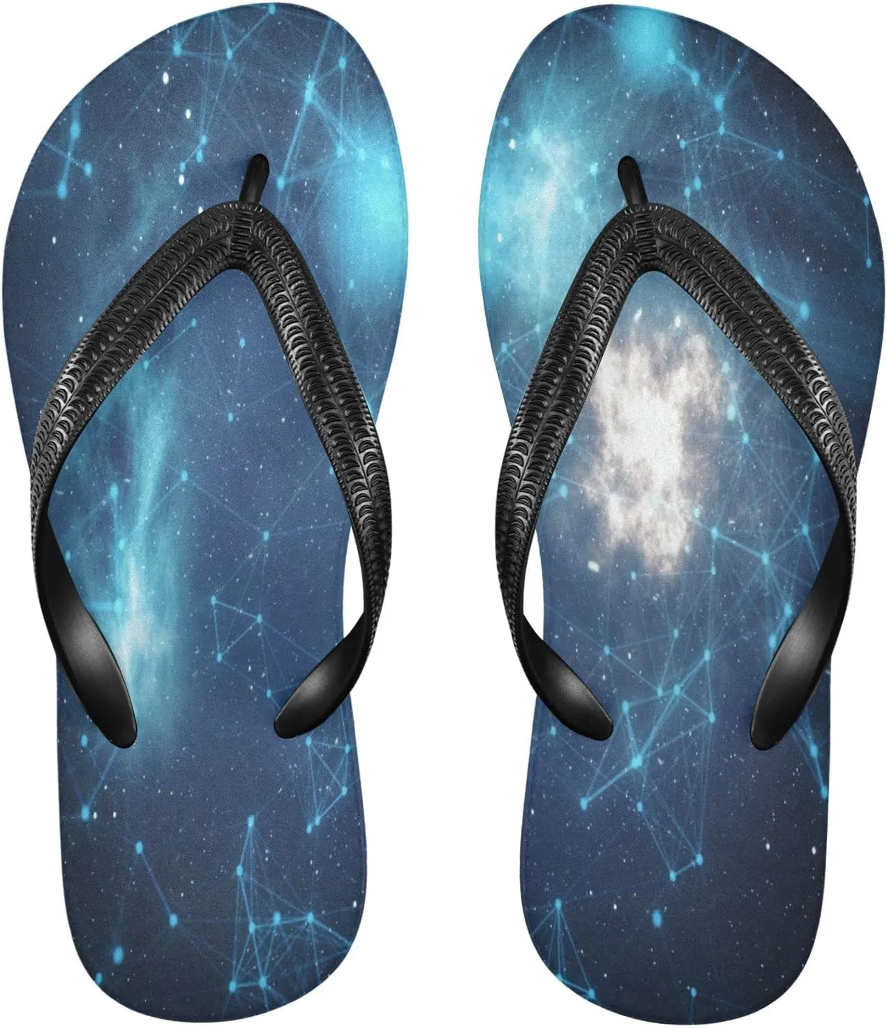 Blue Stars Galaxy Nebula Womens Flip Flops Summer Beach Sandals Casual Thong Slippers Comfortable Shower Slippers Non Slip Water Sandals shoes XS