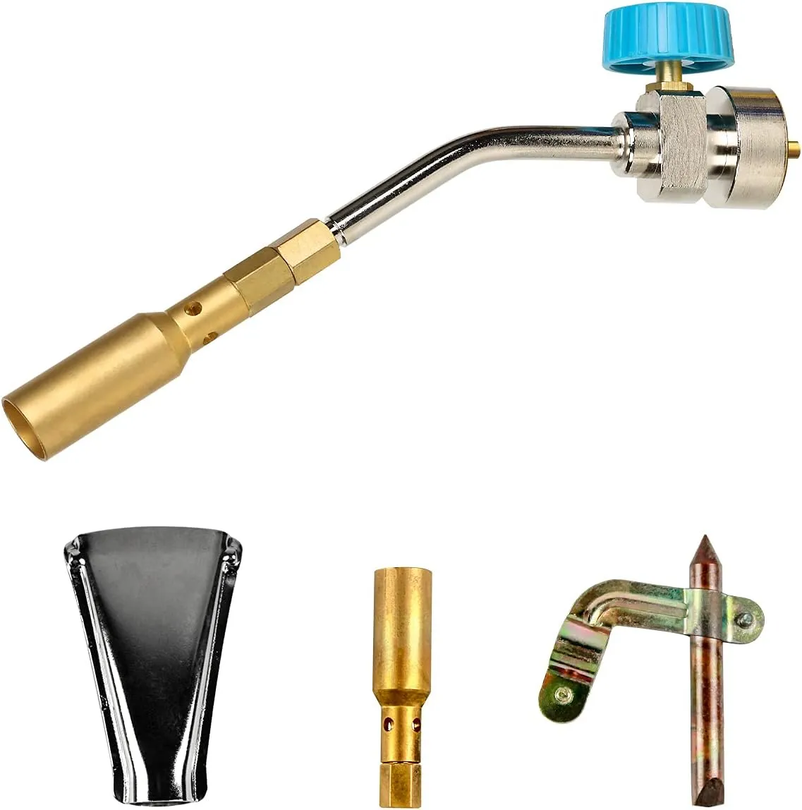 BLUEFIRE Solid Brass Pencil Flame Gas Welding Torch Head Nozzle Professional Upgrade Kit with MAPP All-Purpose Bundle with hard box interchangeable heads Fuel by MAP Pro Propane CGA 600 Cylinder