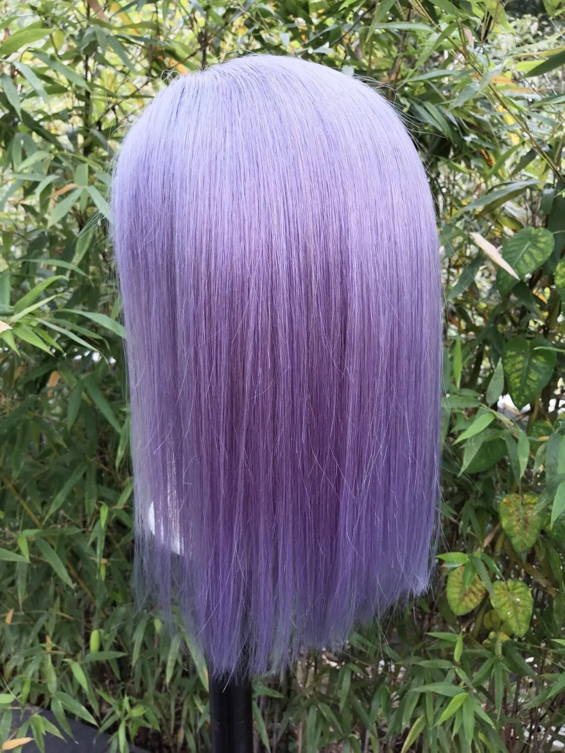 Bob Wigs Human Hair Wigs for Women Non Lace Frontal Bob Wigs Purple Brazilian Virgin Hair Bob Wigs Middle Part Natural Hair Wigs Straight Bob Wigs Machine Made Wigs(14 Inch,Lilac)180% Density