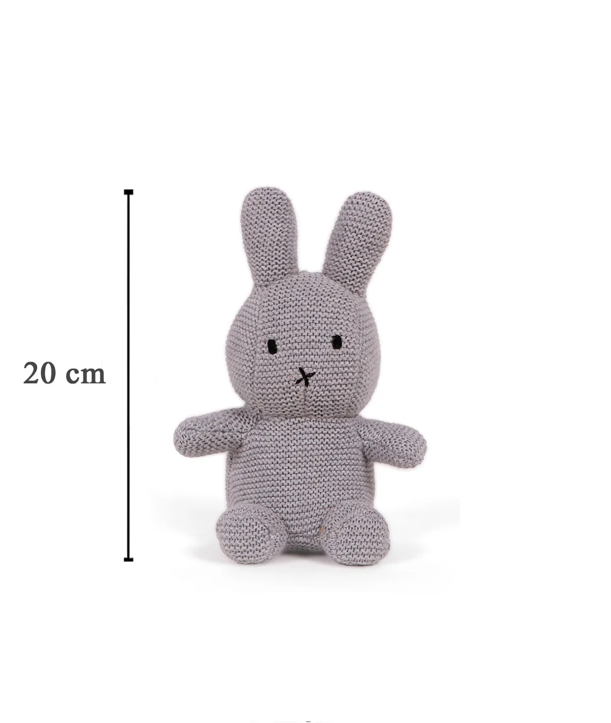 Bobby Bunny Grey 100% Cotton Knitted Stuffed Soft Toy for Babies / Kids