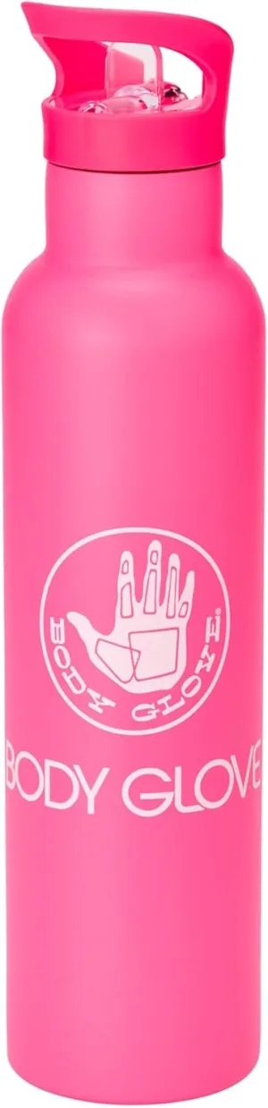 BODY GLOVE 25oz Stainless Steel Vacuum Insulated Water Bottle with Straw and Flip Lid, Thermal Flask for Sports, Work, School (HOT PINK/25oz)
