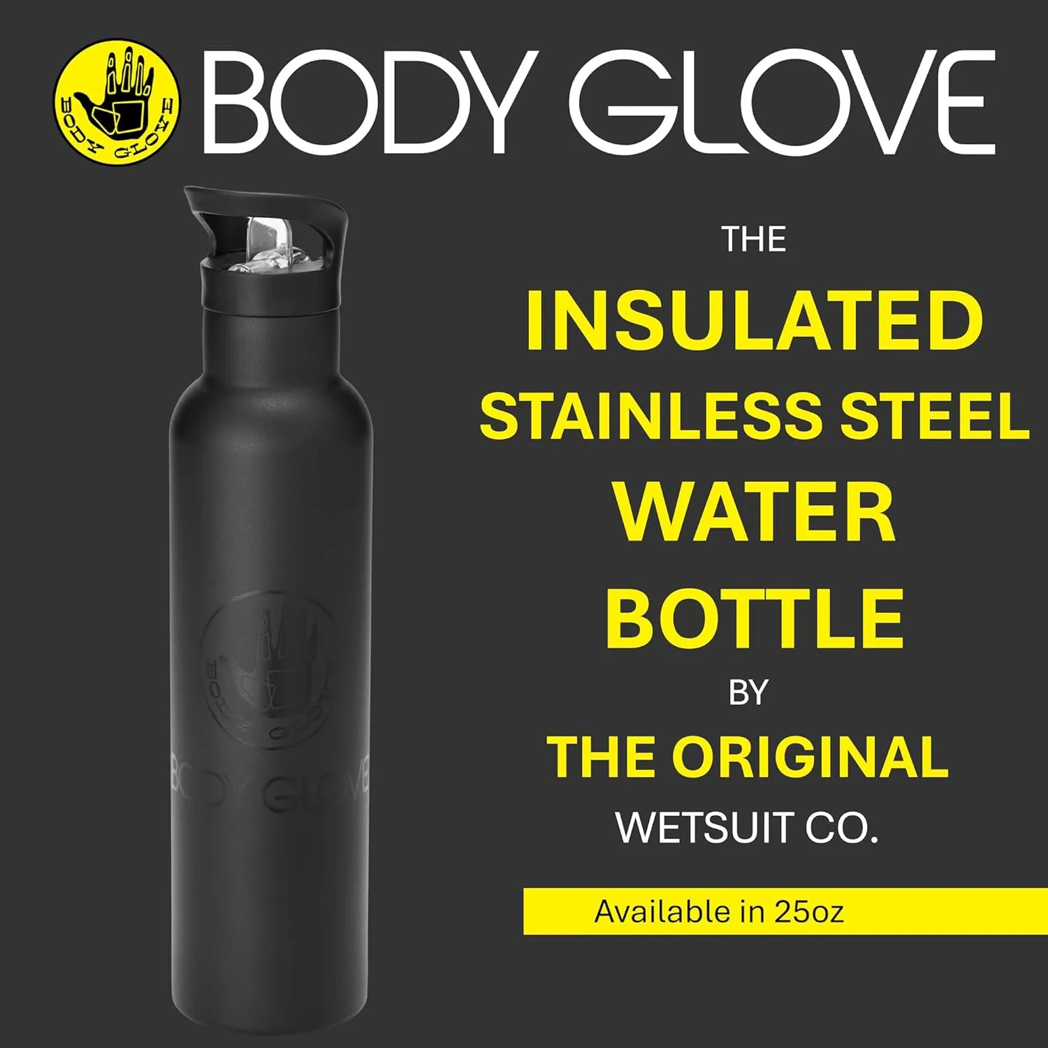 BODY GLOVE 25oz Stainless Steel Vacuum Insulated Water Bottle with Straw and Flip Lid, Thermal Flask for Sports, Work, School (HOT PINK/25oz)