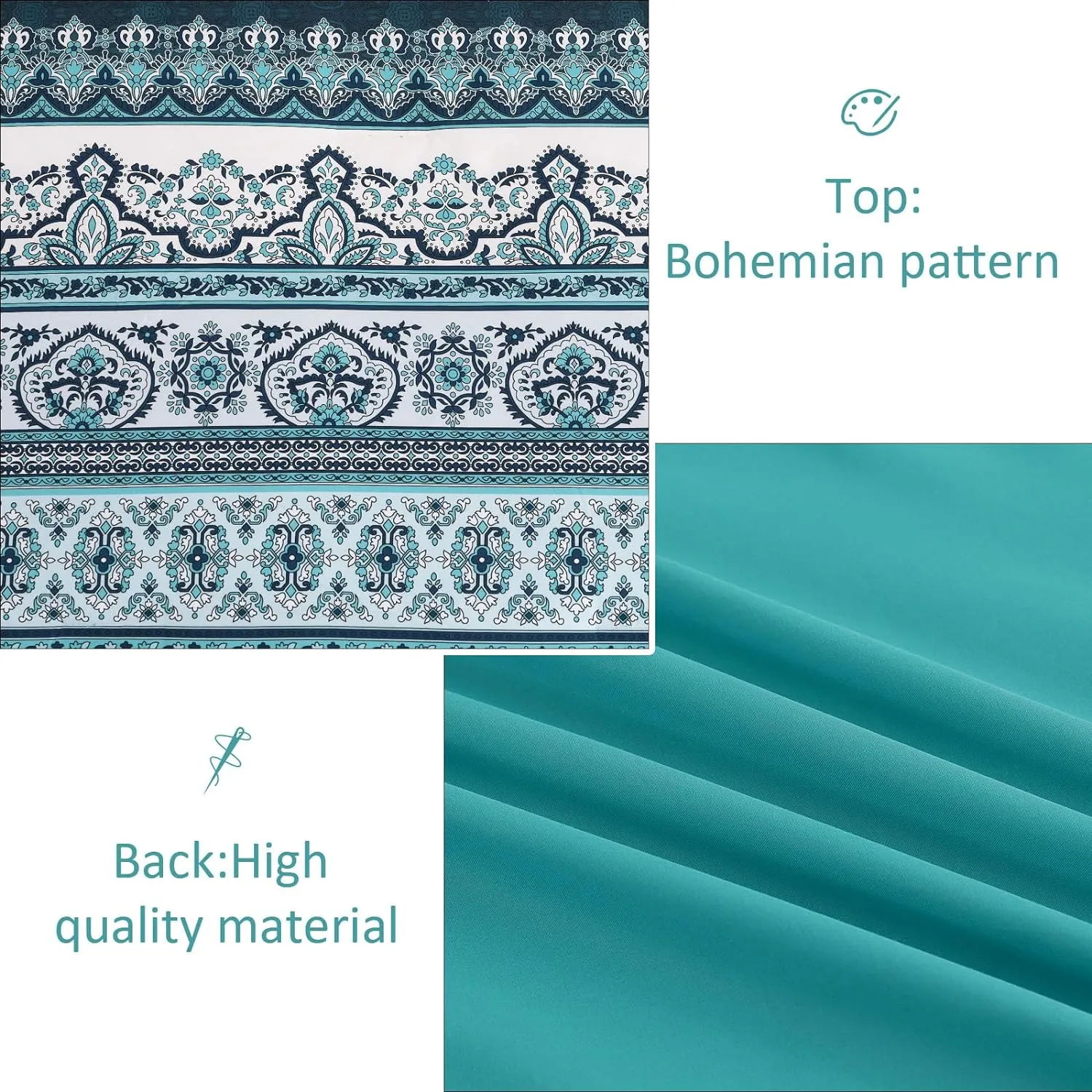 Boho Full Size Comforter Set 8 Pieces, Teal Comforter Bohemian Striped Bed in A Bag, Soft Microfiber Bedding Set for All Seasons