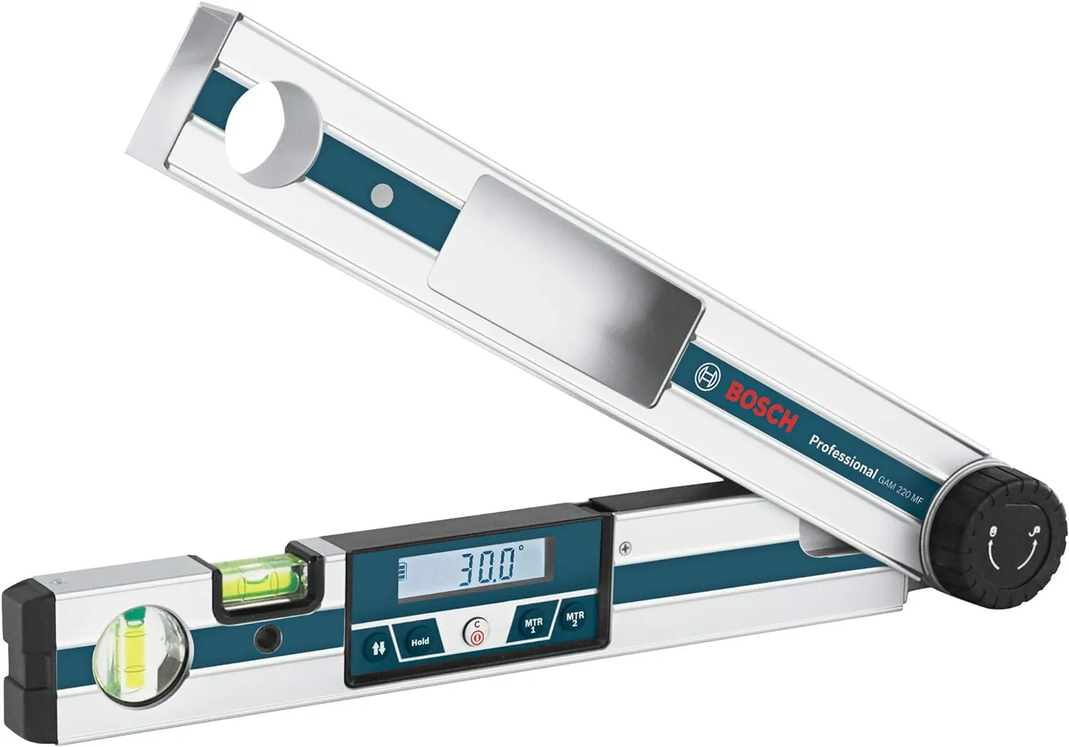 BOSCH GAM 220 MF 4-in-1 Digital Angle Finder, Includes Leg Extension, 4 AA Batteries, & Carrying Case