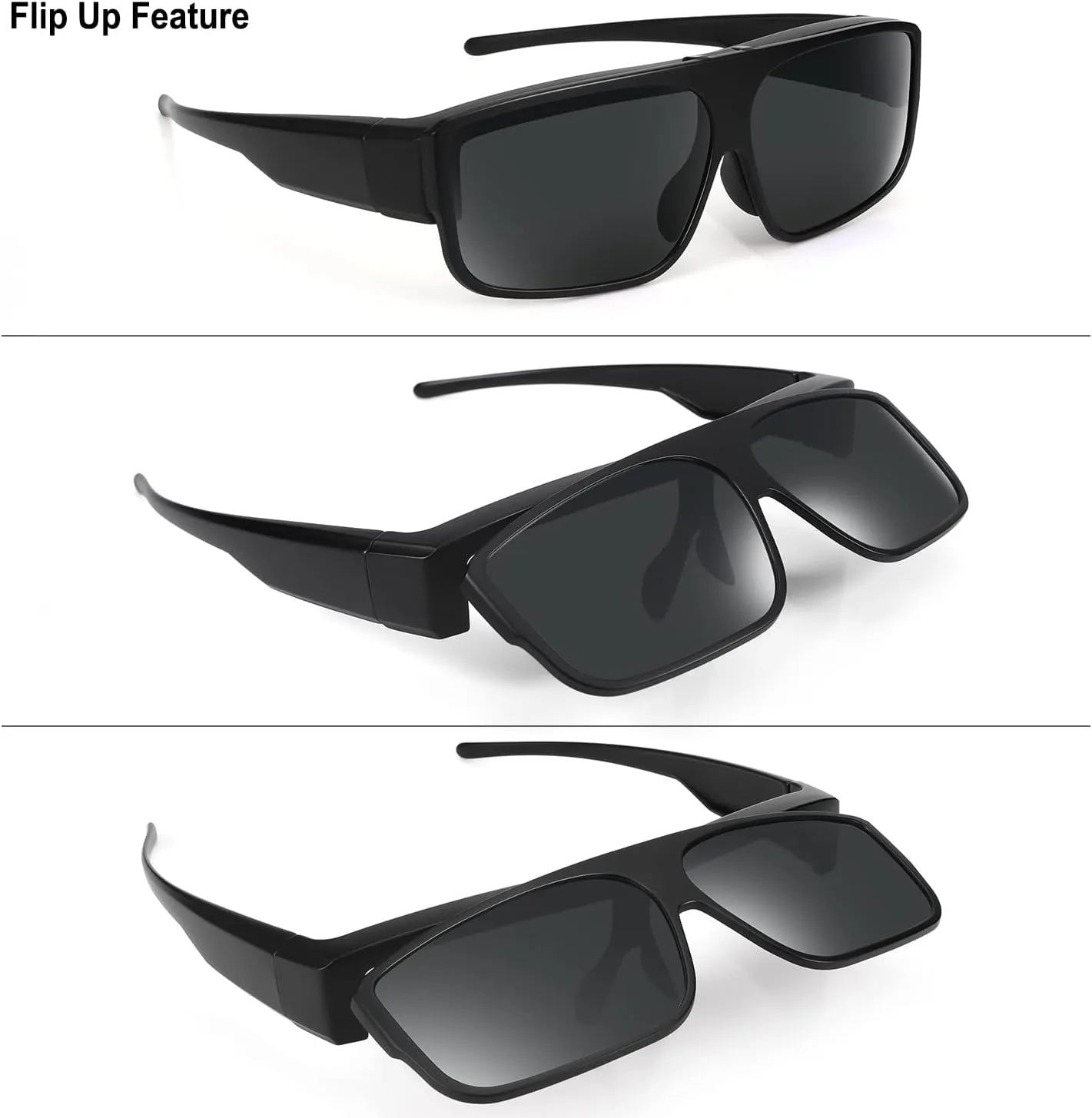 Br'Guras Fit Over Polarized Sunglasses Flip Up Lens for Men and Women