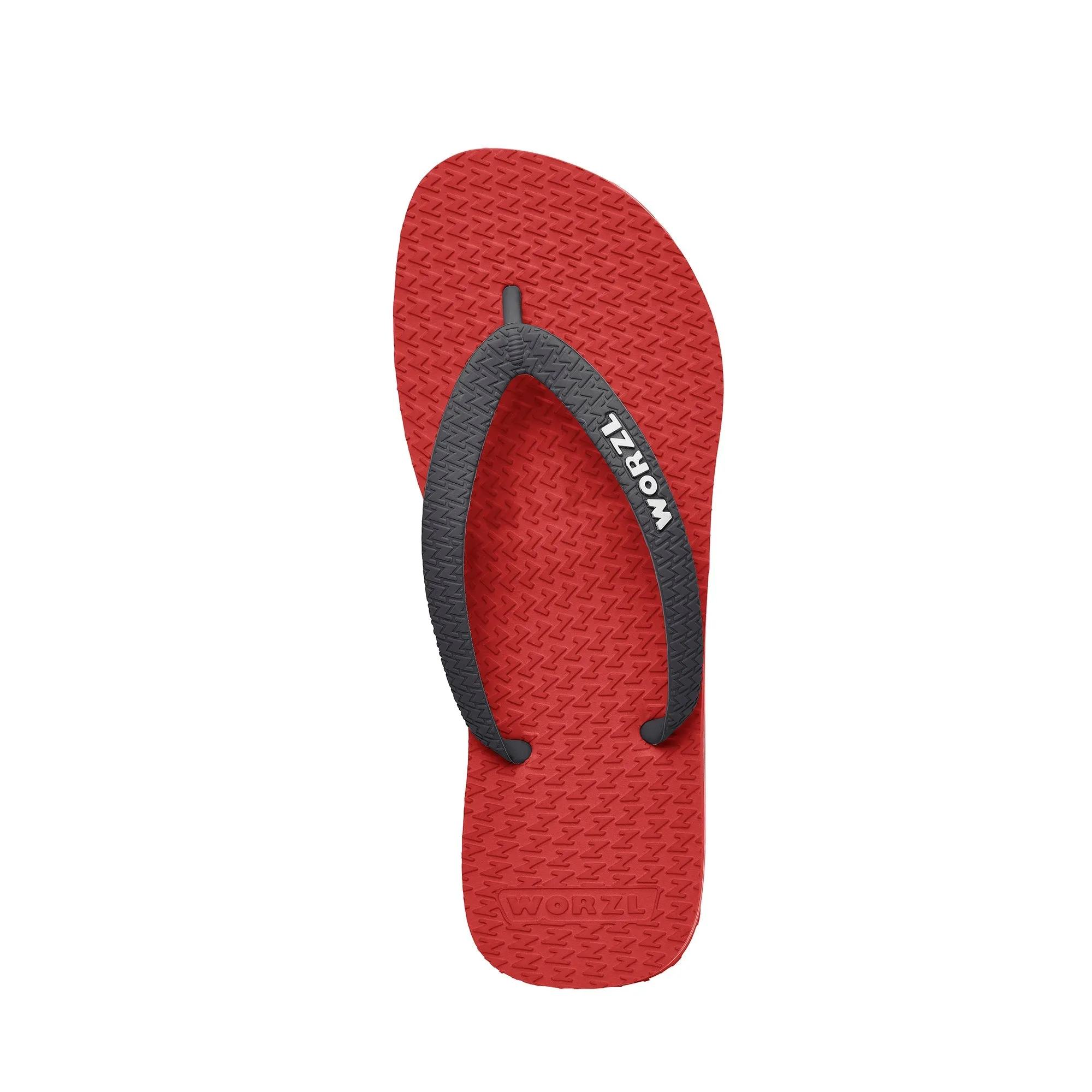 BRIGHT RED - Womens non plastic, biodegradable, rubber flip flops made in the UK.