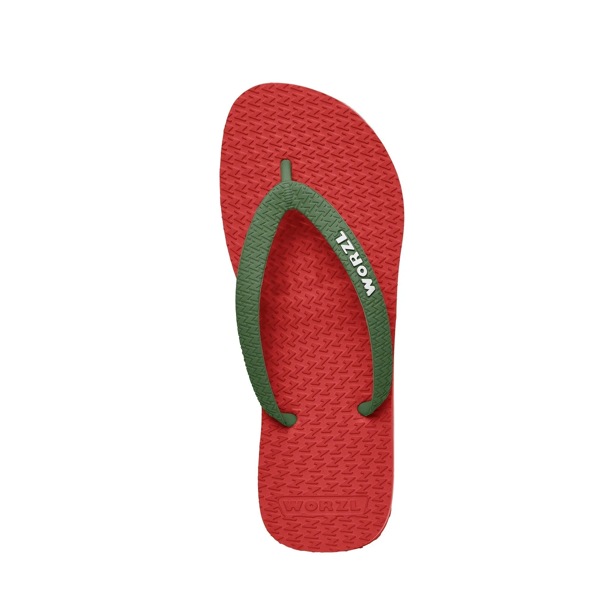 BRIGHT RED - Womens non plastic, biodegradable, rubber flip flops made in the UK.