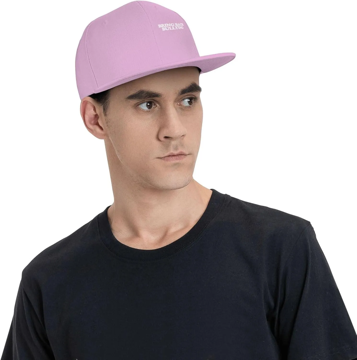 Bring Back Bullying Flat Brim Baseball Cap,Classic Snapback Hats Adjustable Trucker Hat for Men & Women,Black