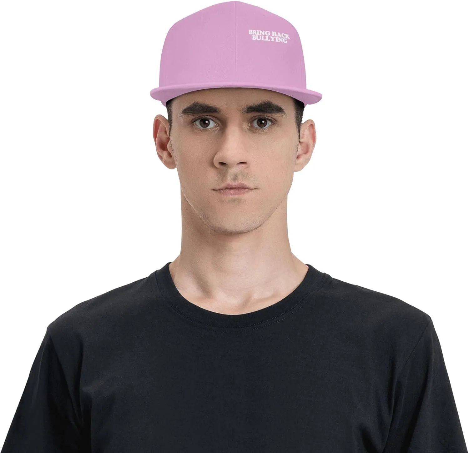 Bring Back Bullying Flat Brim Baseball Cap,Classic Snapback Hats Adjustable Trucker Hat for Men & Women,Black