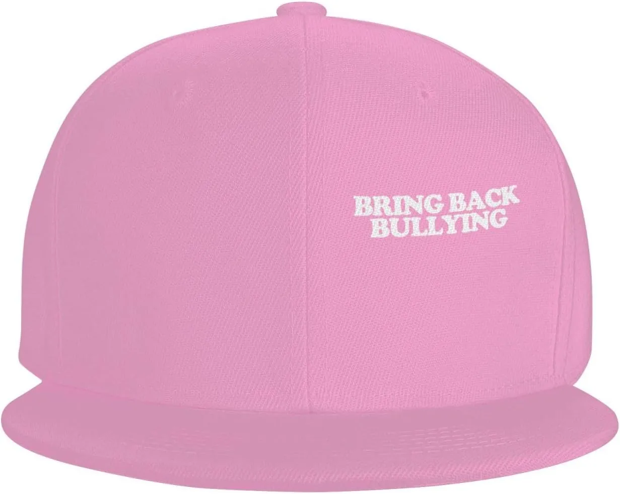 Bring Back Bullying Flat Brim Baseball Cap,Classic Snapback Hats Adjustable Trucker Hat for Men & Women,Black