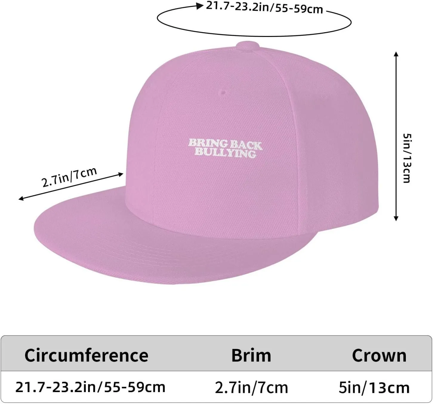 Bring Back Bullying Flat Brim Baseball Cap,Classic Snapback Hats Adjustable Trucker Hat for Men & Women,Black