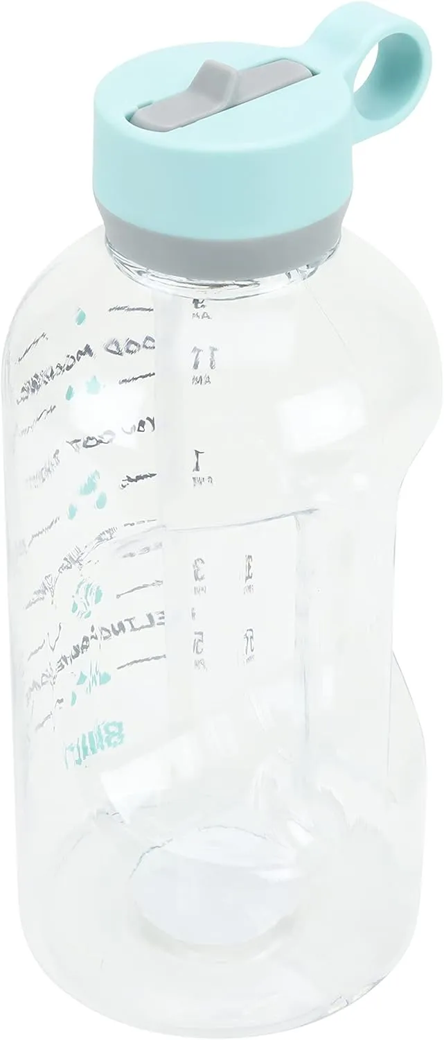 BUILT 74 Ounces Tritan Cascade Motivational Bottle with Straw Lid Wide Mouth, Break Resistant, Time Marker, Leakproof, Mint