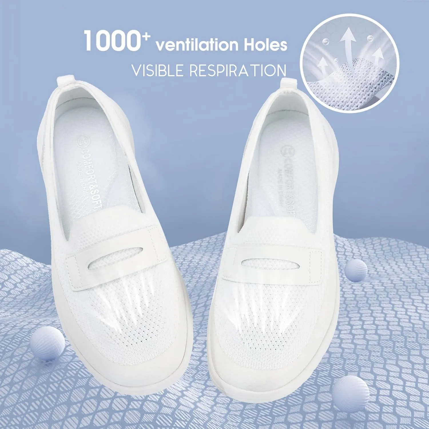 Buyrew Loafers for Women Comfort Slip On Walking Shoes Knit Dressy Comfortable Business Casual Work Flats