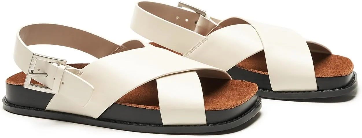 C. Paravano Women Sandals,Comfortable Dressy Flat Slides Summer Sandals with Arch Support for Walking Beach Casual Adjustable Buckle Slip-Ons Fashion Shoes